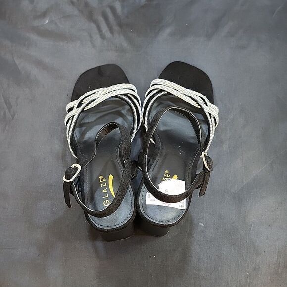 BRAND NEW GLAZE WOMEN’S BLOCK-HEEL RHINESTONES CRISS-CROSS STRAP SANDAL - Picture 6 of 16